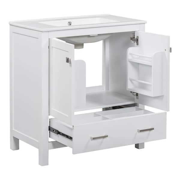 COWLOWN 30 in. D x 18 in. W x 34 in. H Bathroom White Linen Cabinet