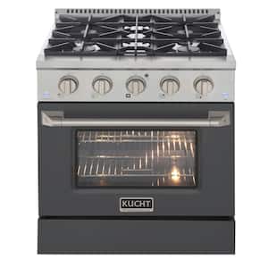 30 in. 4.2 cu. ft. 4-Burners Dual Fuel Range Natural Gas in Stainless Steel, Cement Gray Oven Door with Convection Oven