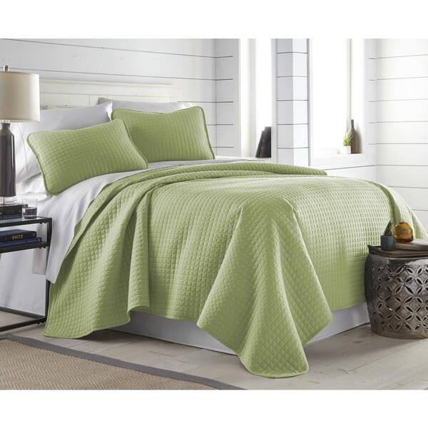 Southshore Fine Linens Vilano Oversized Green Microfiber Twin Quilt and Sham Set