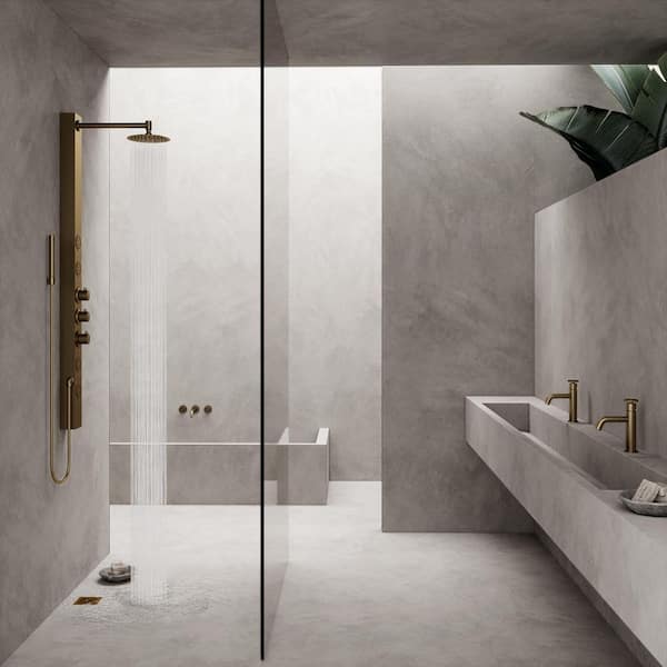 Elan 4 in. Square Shower Drain in Matte Brushed Gold