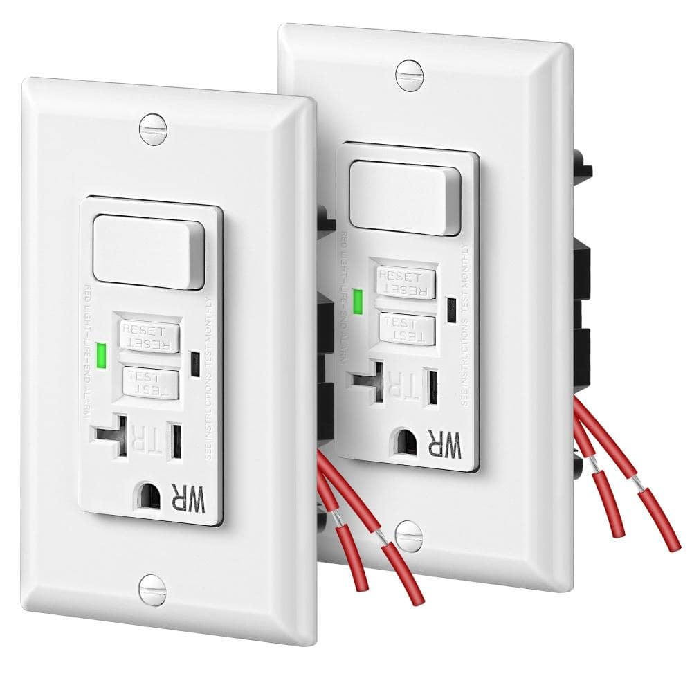 20 Amp Self-Test GFCI Outlet Receptacle with Light Switch, Decorative Wallplate Included (2-Pack) price history on PriceWatchPro