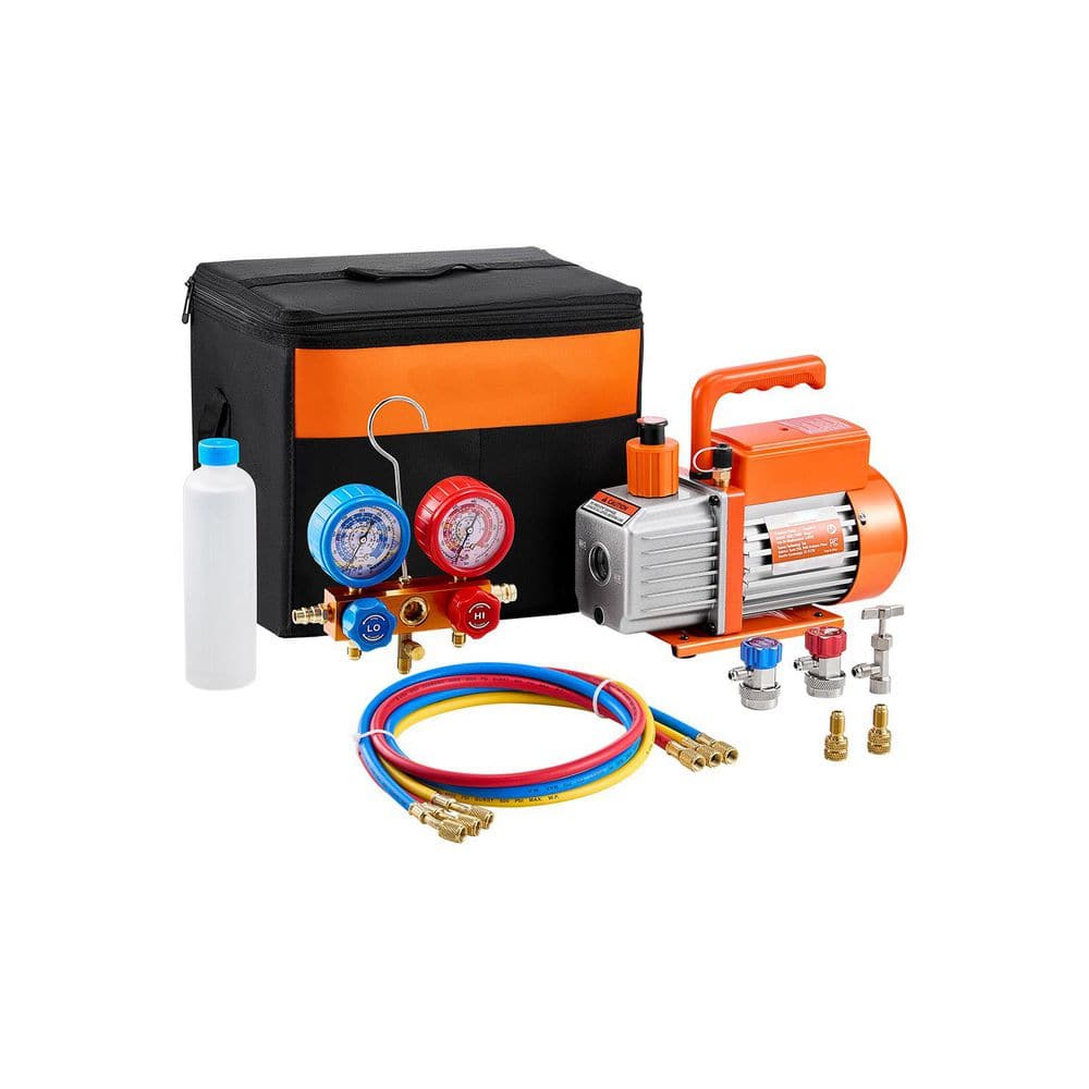 3.5 CFM AC Vacuum Pump and Gauge Set, Single Stage, Rotary, for R134a, R12, R22, R502a, R410A, R404, R407C Refrigerants price history on PriceWatchPro