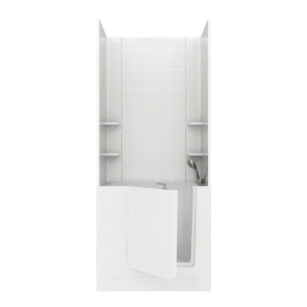 Rampart 3.3 ft. Walk-in Non-Whirlpool Bathtub with 4 in. Tile Easy Up Adhesive Wall Surround in White price history on PriceWatchPro