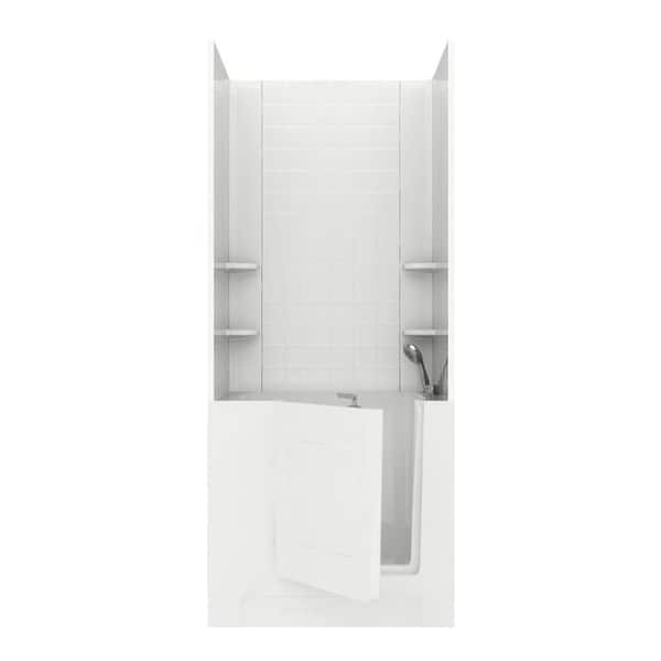 Unbranded NOVA Heated Rampart 3.3 ft. Walk-in Non-Whirlpool Bathtub with 4 in. Tile Easy Up Adhesive Wall Surround in White