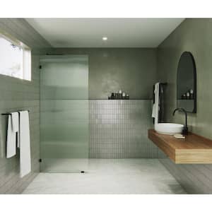 32 in. W x 78 in. H Fixed Single Panel Frameless Shower Door in Oil Rubbed Bronze with Fluted Frosted Glass