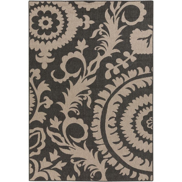 Livabliss Big Pine Black 6 ft. x 9 ft. Indoor/Outdoor Patio Area Rug