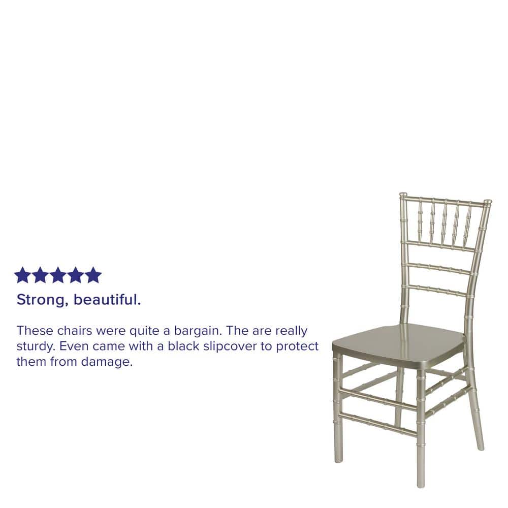 Silver Plastic Armless Chiavari Stacking Chair