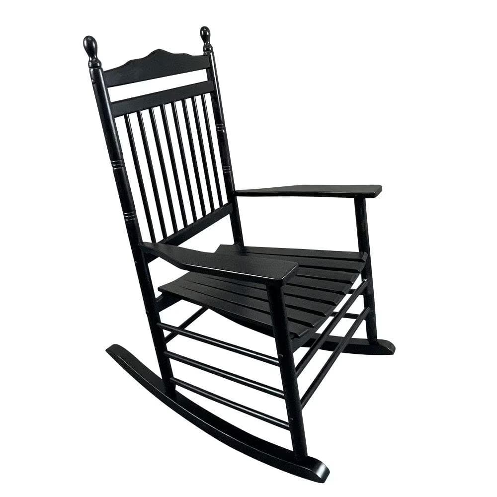Black Solid Wood Outdoor Rocking Chair