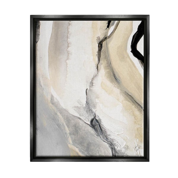 The Stupell Home Decor Collection Abstract Paint Strokes Fluid Beige Movement by Lanie Loreth Floater Frame Abstract Wall Art Print 17 in. x 21 in.