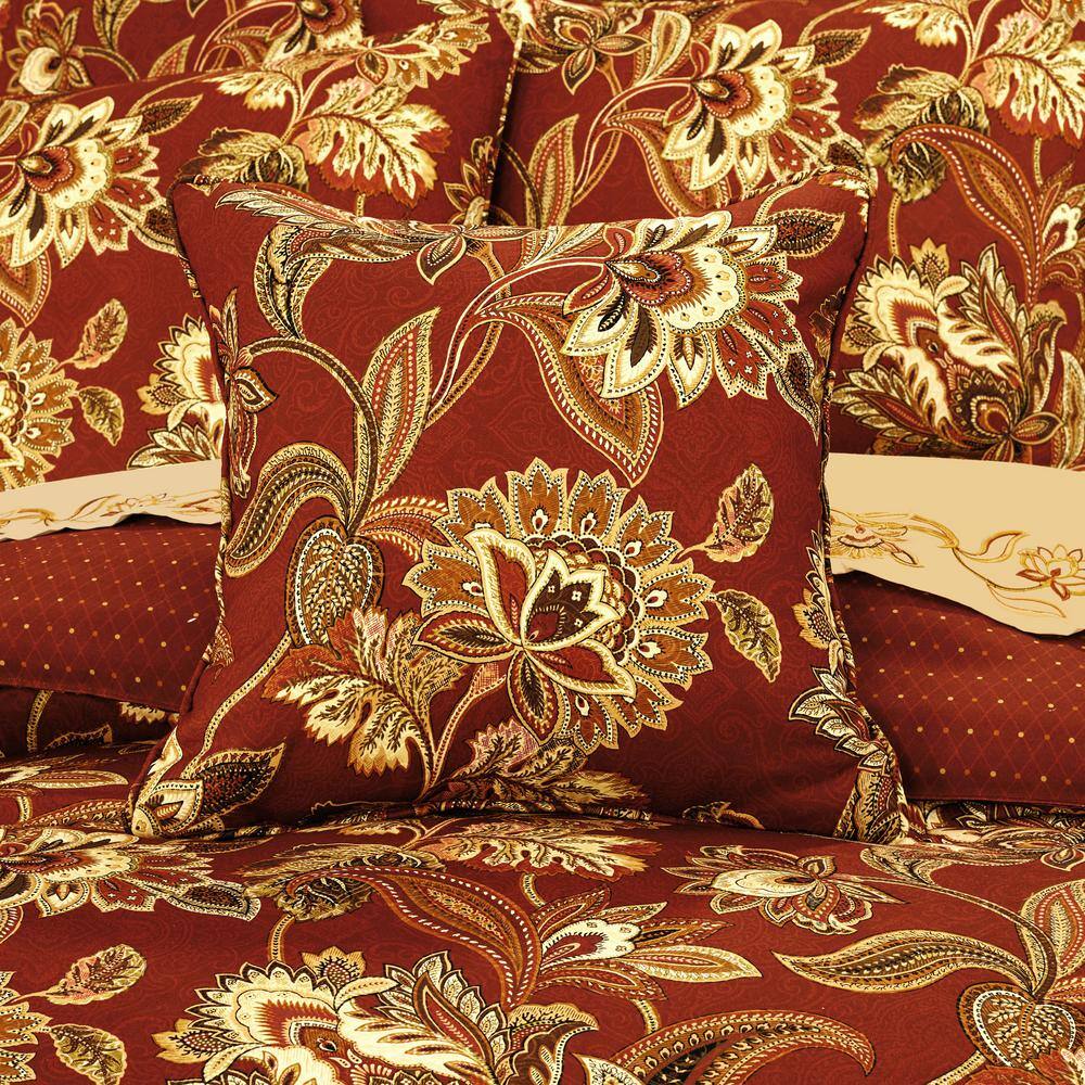 Montecito Red Floral Jacobean 16" Square Throw Pillow