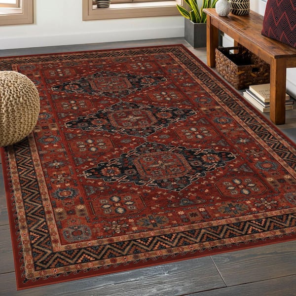 Old World Classics Kashkai Burgundy 7 ft. x 10 ft. Area Rug