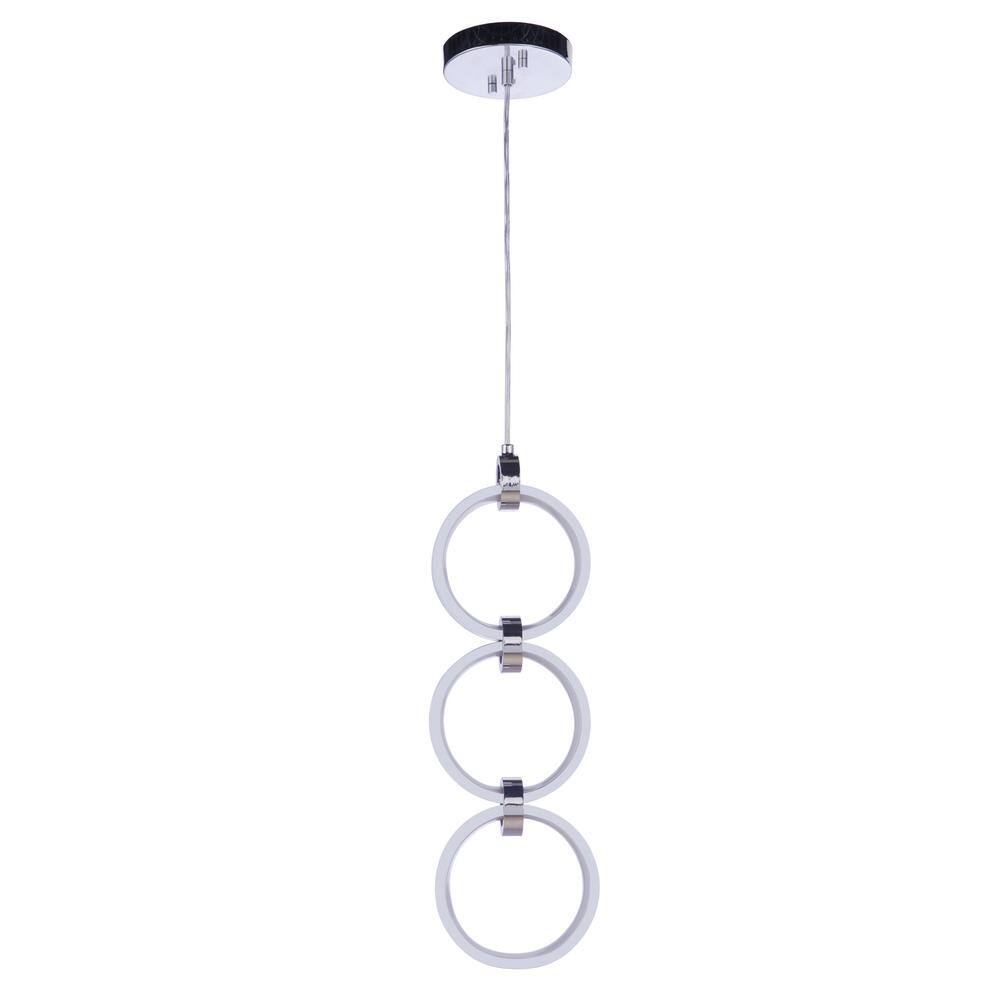 Modern Black and Chrome LED Pendant Light with Aluminum Rings