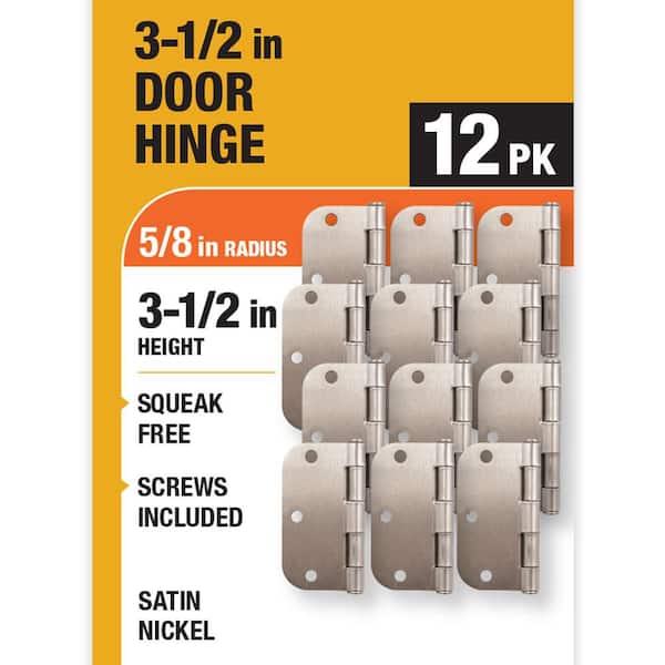 しめじ　12P Everbilt 12-Pack 3-1/2 in. x 5/8 in. Radius Satin Nickel Squeak