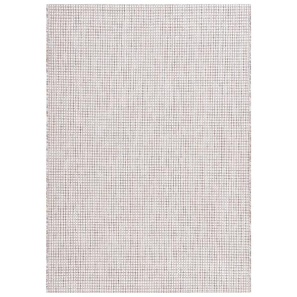 SAFAVIEH Courtyard Ivory/Gray 9 ft. x 12 ft. Woven Geometric Indoor/Outdoor Area Rug