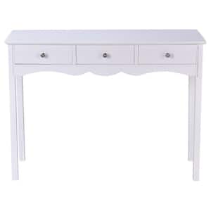 39.4 in. White Hall Table Side End Table with Drawers