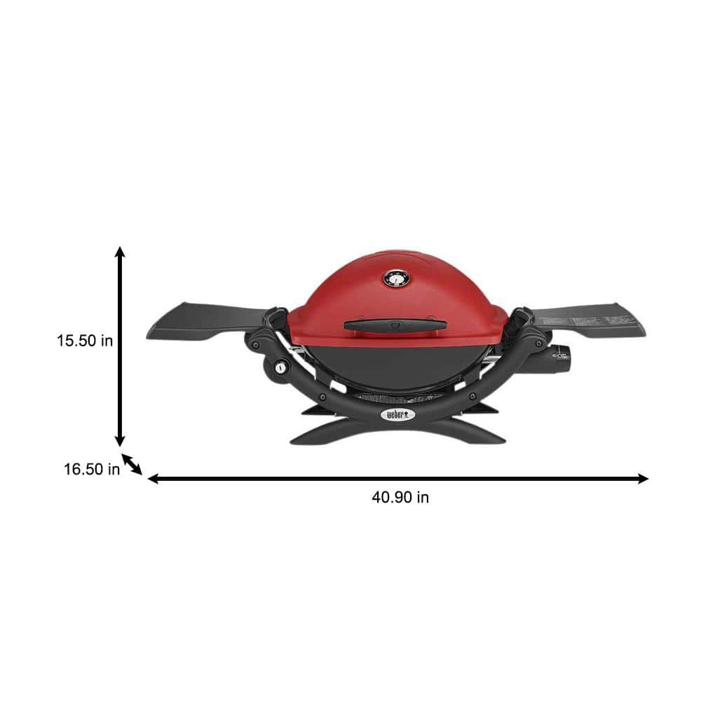 Weber Q1200 Red Portable Propane Gas Grill with Folding Tables