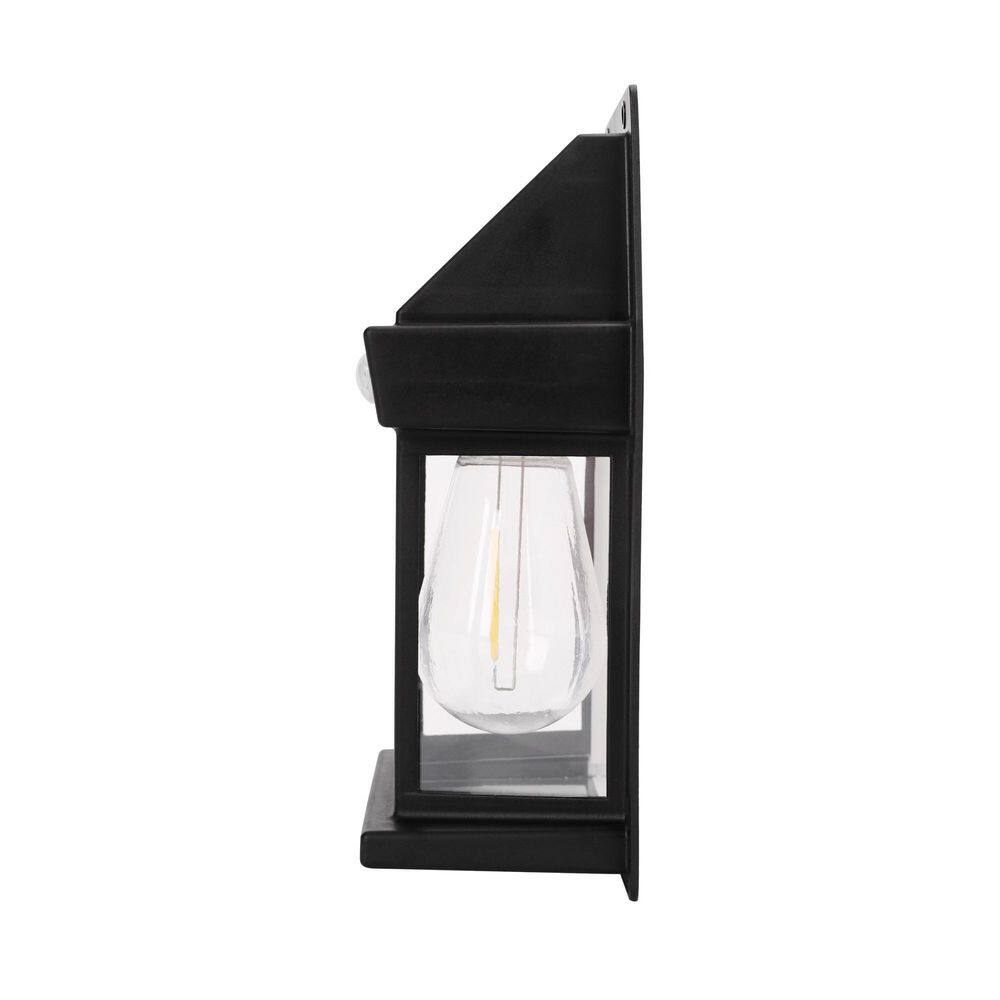 Matte Black Solar LED Outdoor Wall Lantern with Motion Sensor, 4-Pack