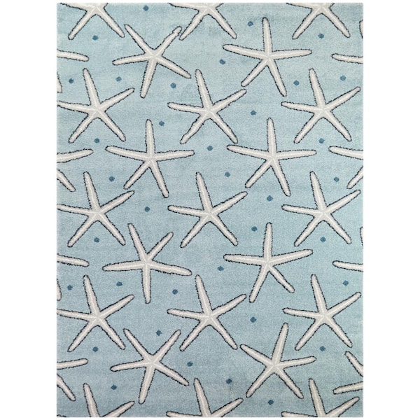 BALTA Massau Light Blue 8 ft. x 10 ft. Coastal Starfish Area Rug