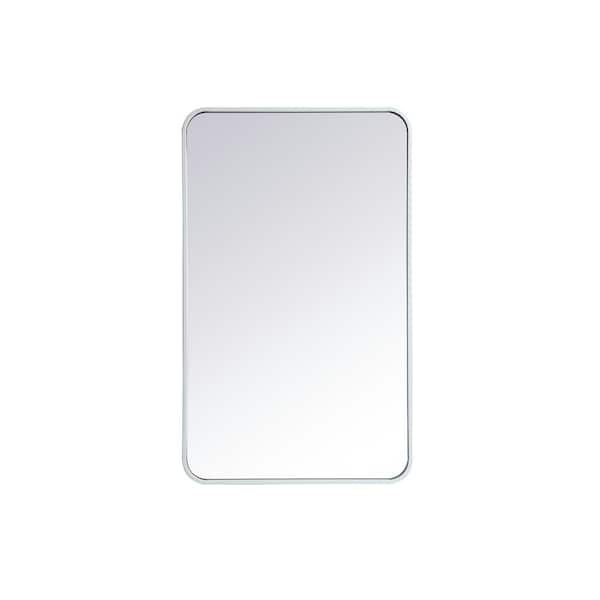 Unbranded Timeless Home 36 in. H x 22 in. W White Modern Soft Corner Rectangular Wall Mirror