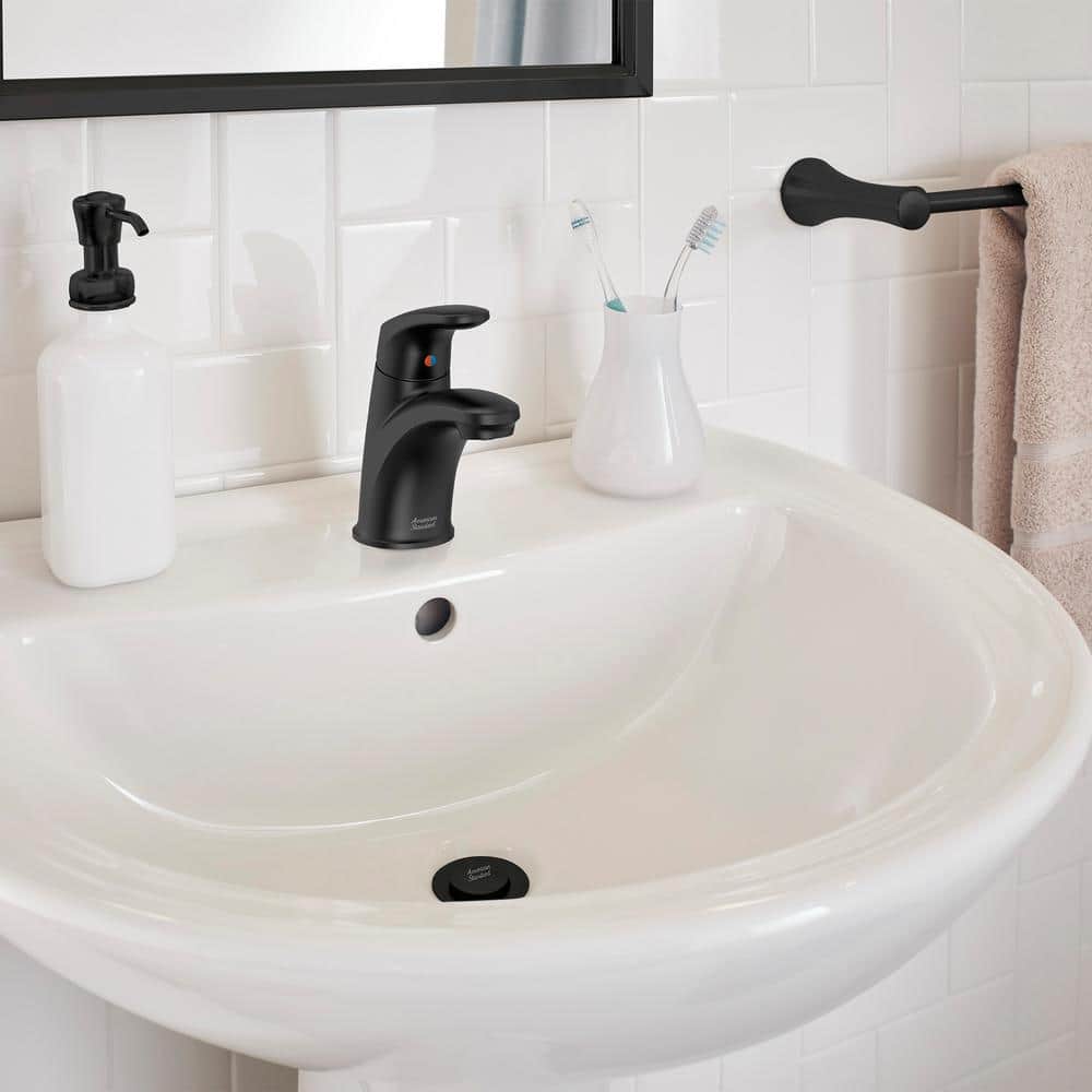 Matte Black Single-Handle Bathroom Faucet with Lever Handle