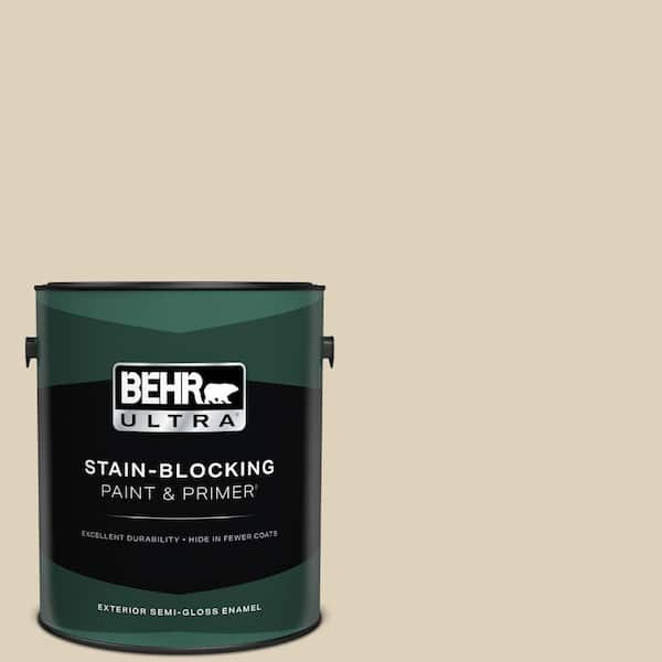 BEHR ULTRA 1 gal. #PPU4-12 Natural Almond Semi-Gloss Enamel Exterior Paint & Primer