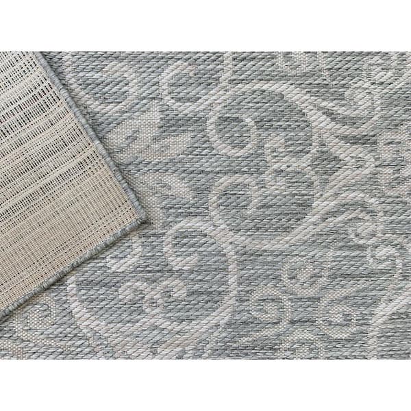 Benissimo Gray 6 ft. x 9 ft Floral Modern Polypropylene Indoor/Outdoor Area Rug