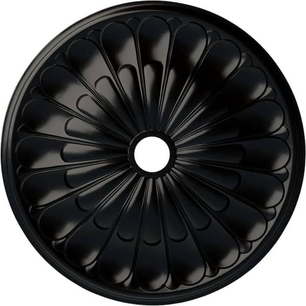 Ekena Millwork 1-7/8" x 31-5/8" x 31-5/8" Polyurethane Gorleen Ceiling Medallion, Hand-Painted Jet Black
