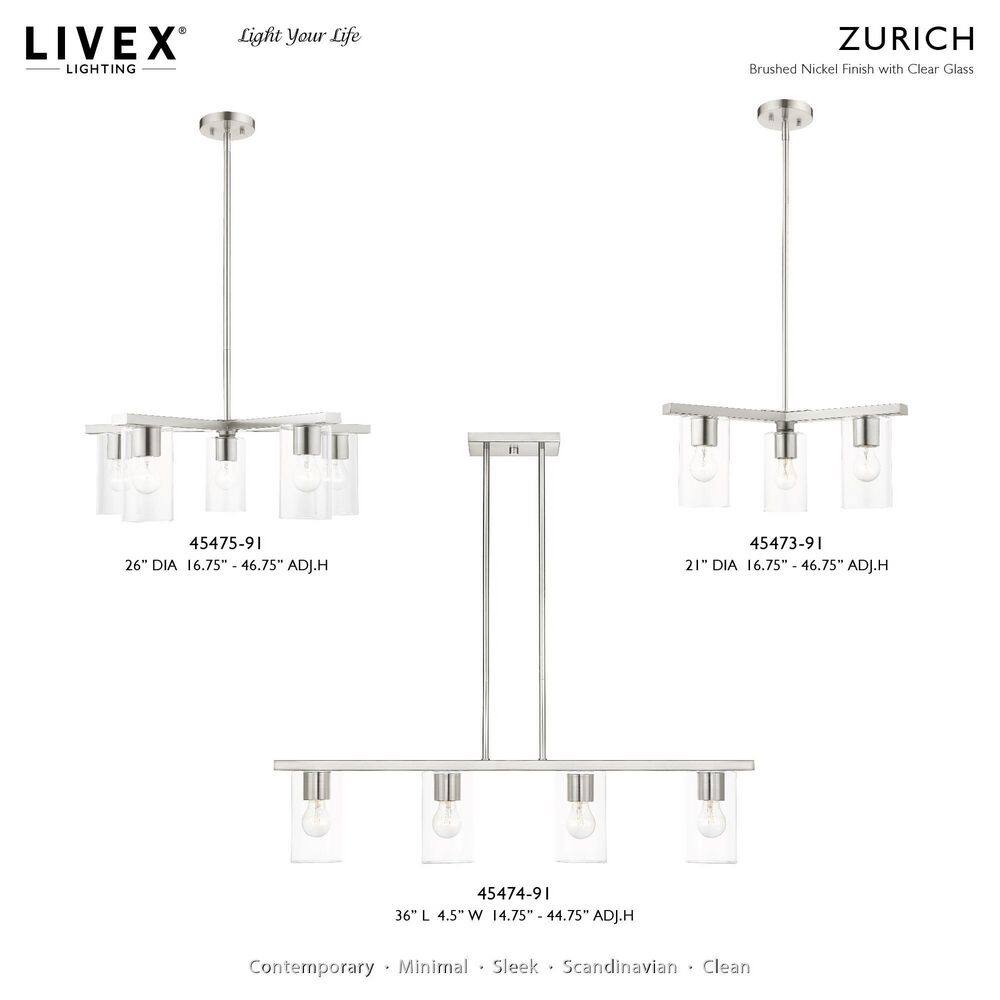 Brushed Nickel 4-Light Crystal Chandelier with Clear Glass
