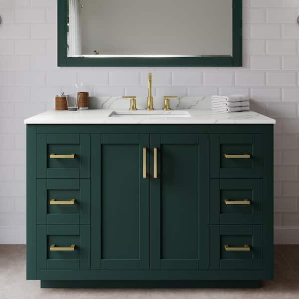 Wyndham Collection Miranda 48 in. W x 22 in. D x 33.75 in. H Single Bath Vanity in Green with Giotto Quartz Top