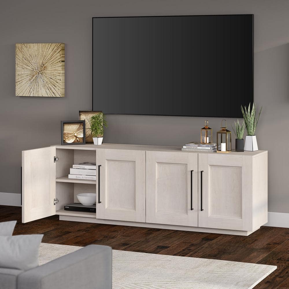 Alder White Rectangular TV Stand with Plinth Base
