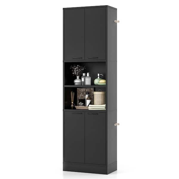22 in. W x 12 in. D x 75 in. H Black Linen Cabinet