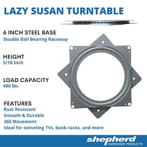 6 in. Silver Square Lazy Susan Turntable with 400 lbs. Load Rating (6-Pack)