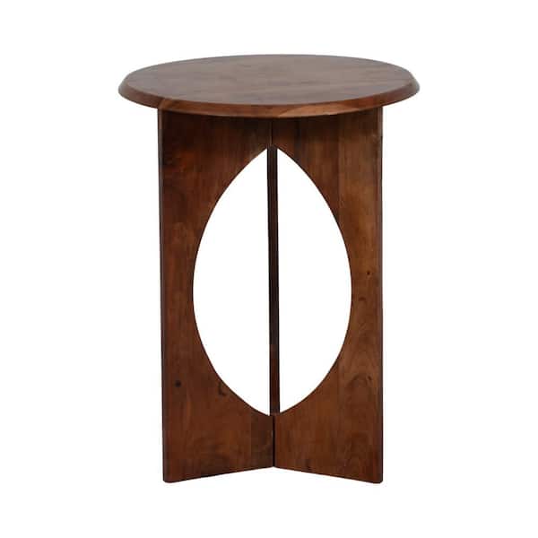 18 in. Brown Round Wood End Table with Minimalist Design