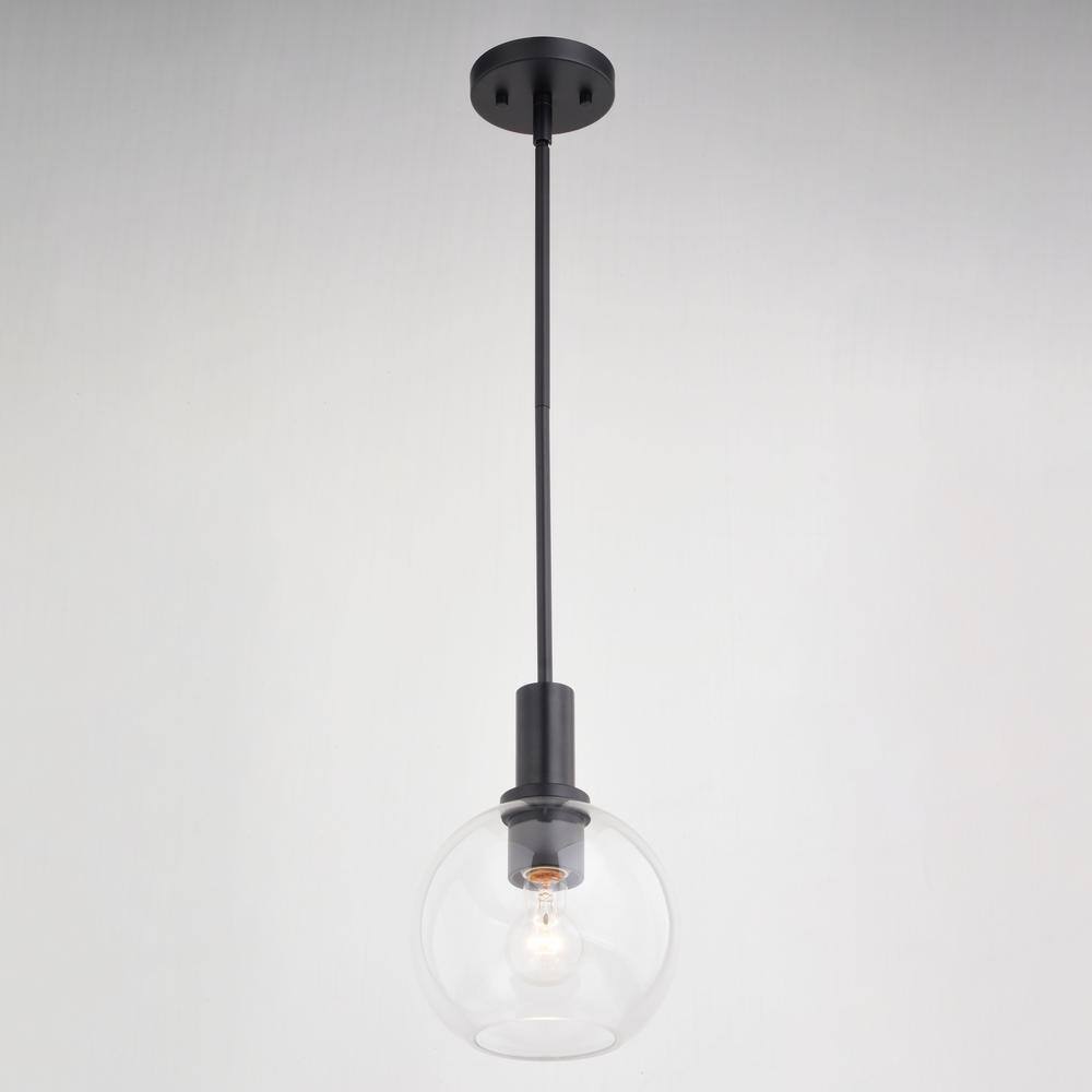 Marshall Matte Black Mini Pendant with Clear Glass Globe