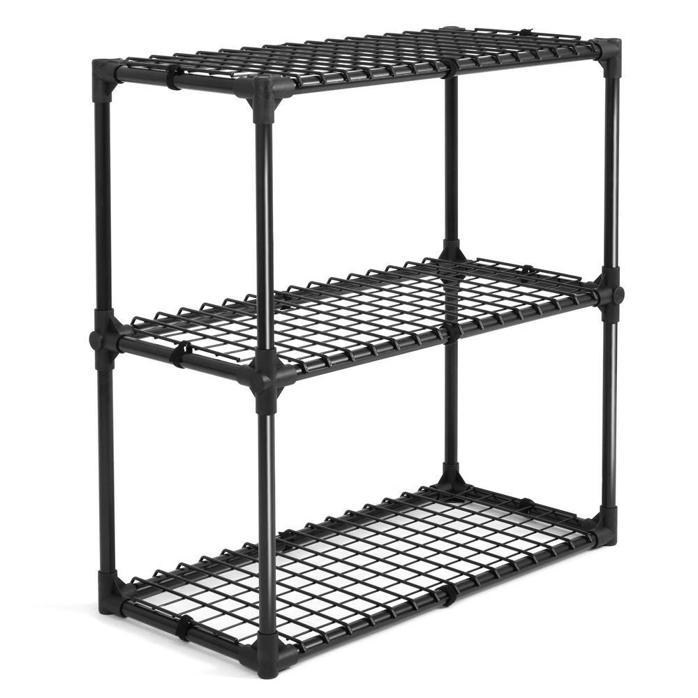 Black 3-Tier Heavy-Duty Steel Storage Shelf