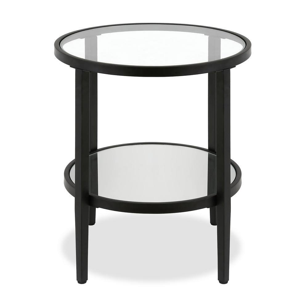 Hera 20" Blackened Bronze Round Metal & Glass Side Table