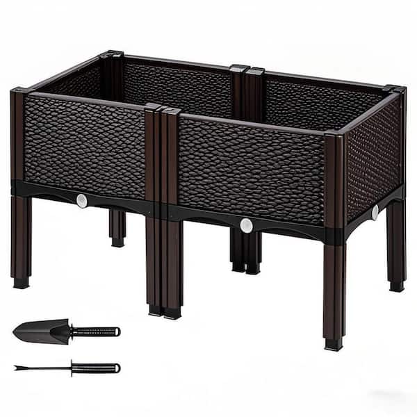 15.7 in. L x 15.7 in. W x 16.5 in. H Polypropylene Raised Garden Bed with Drainage for Gardening (2-Pack)