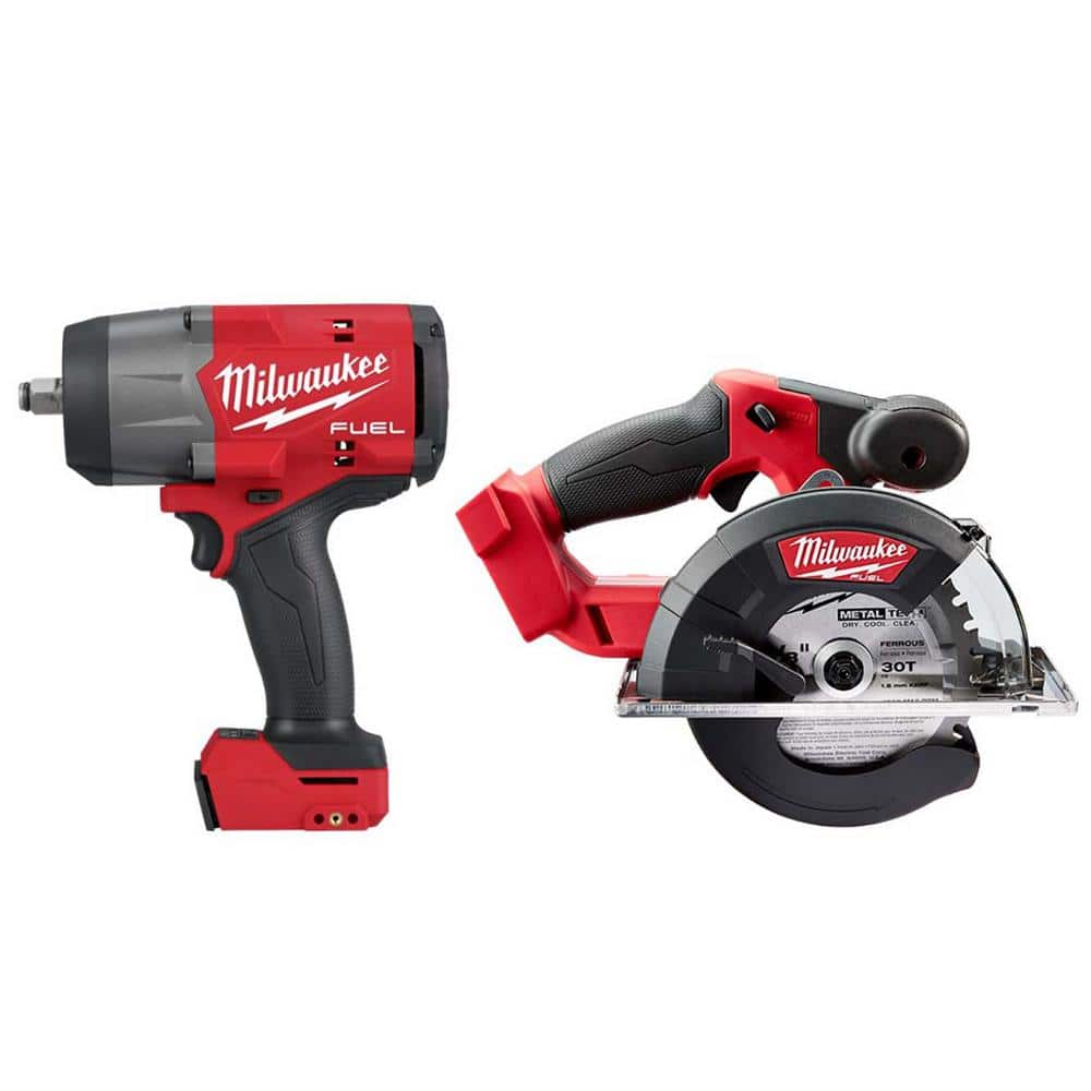 M18 FUEL 18-Volt Lithium-Ion Brushless Cordless 1/2 in. Impact Wrench with Friction Ring and 5-3/8 in. Circular Saw -  Milwaukee, 2967-20-2782-20