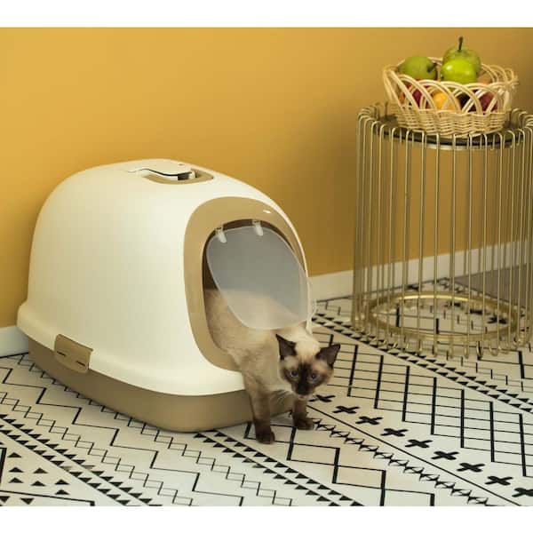 Large Hooded Corner Cat Litter Tray + Toilet Box Mat in 3 Colours Set  CatCentre®