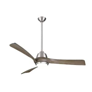 Sarper 52 in. Smart Indoor/Outdoor Brushed Nickel Ceiling Fan with Integrated LED, Remote and Powered By Hubspace