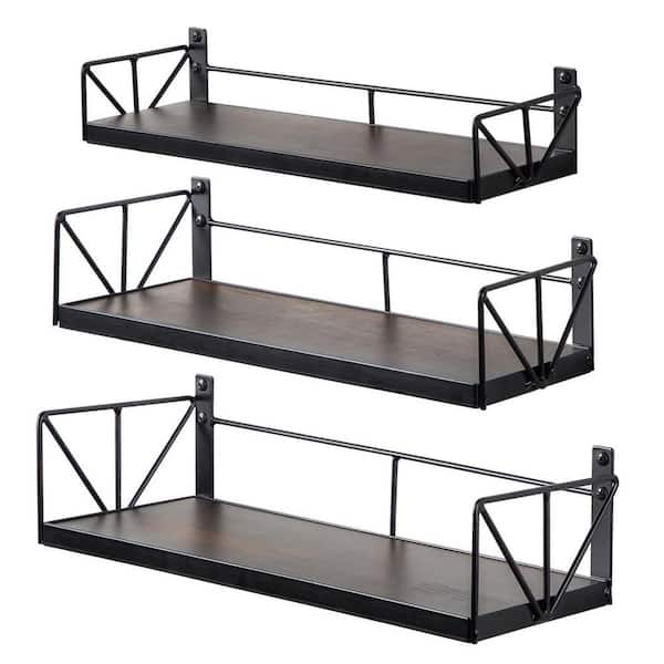 Unbranded 5.3 in. W x 3.9 in. D Black Decorative Wall Shelf, Floating Shelves (Set of 3)