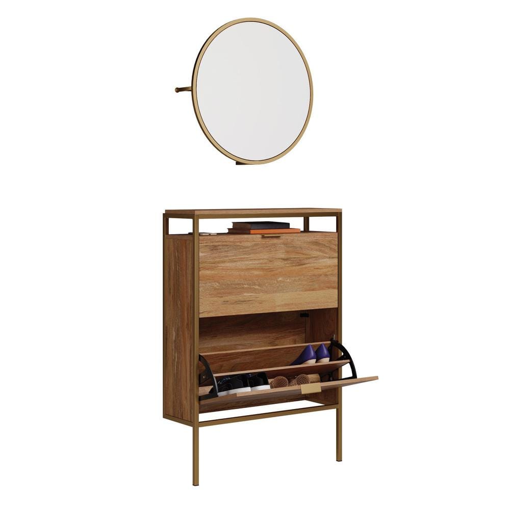 Sindoori Mango Wall-Mounted Shoe Cabinet with Mirror