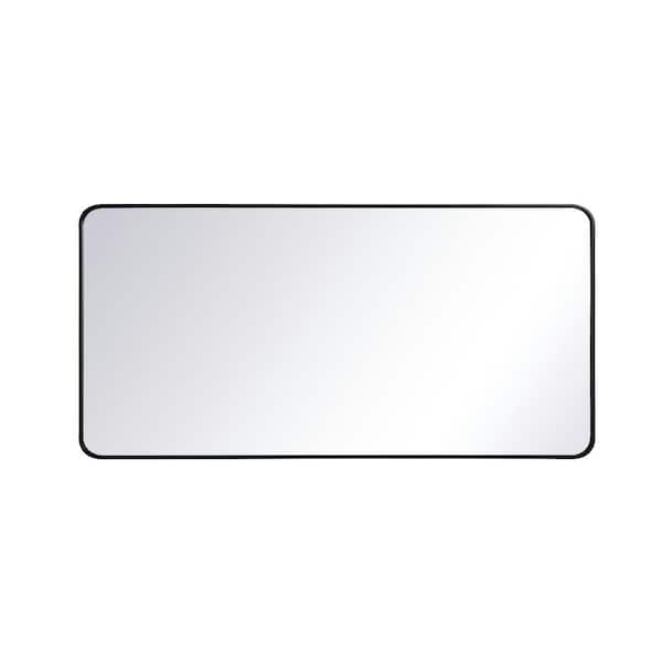 Unbranded Timeless Home 30 in. W x 60 in. H x Modern Soft Corner Metal Rectangle Black Mirror