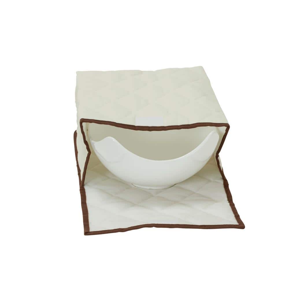 Natural Canvas Serveware Storage Box with Quilted Pouches