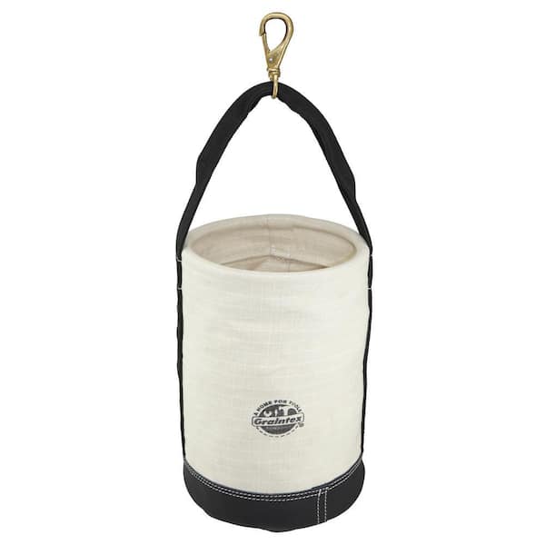 10 in. 1-Pocket Utility Ripstop Canvas Bucket with Hook and Leather Bottom