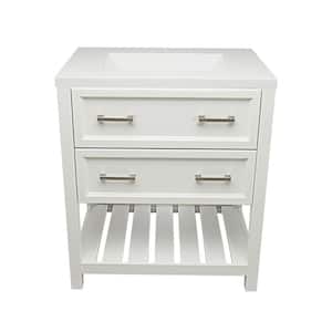 Tremblant 31 in. W x 22 in. D x 36 in. H Bath Vanity in White with White Cultured Marble Top Single Hole