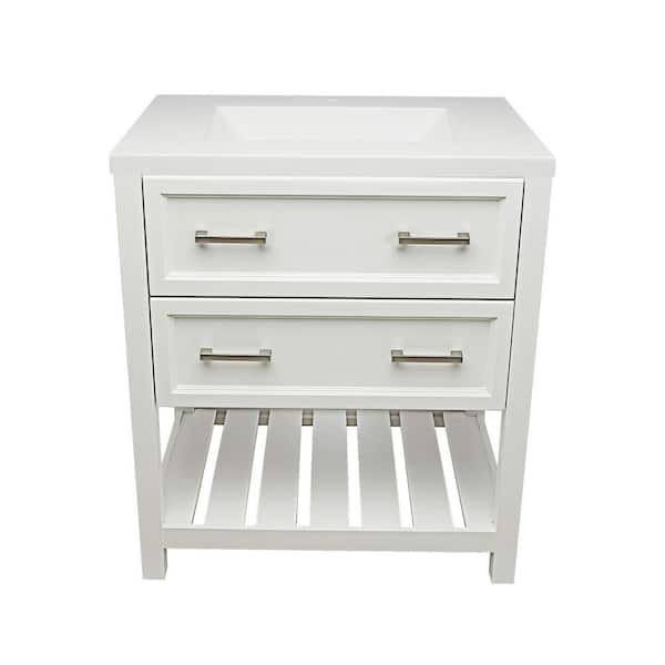 Ella Tremblant 31 in. W x 22 in. D x 36 in. H Bath Vanity in White with White Cultured Marble Top Single Hole