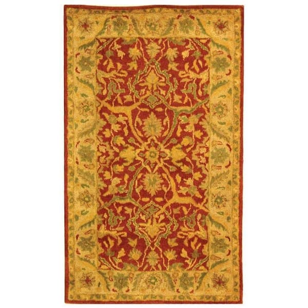 SAFAVIEH Antiquity Rust Doormat 3 ft. x 5 ft. Border Floral Area Rug