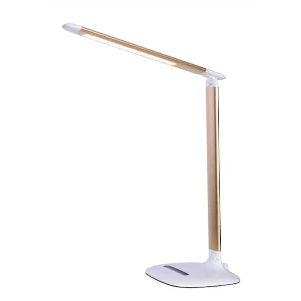 Tensor 17.32 in. White and Gold LED Desk Lamp with Color Temperature Control and Dimming