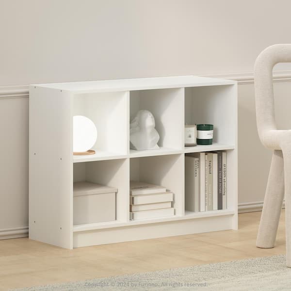 Furinno Basic 23.6 in. Tall White Wood 6-shelf Standard Bookcase